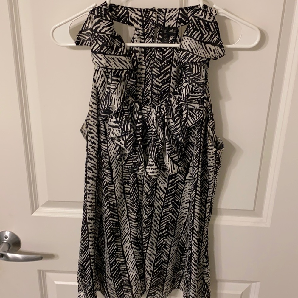 Black and White Sleeveless Blouse